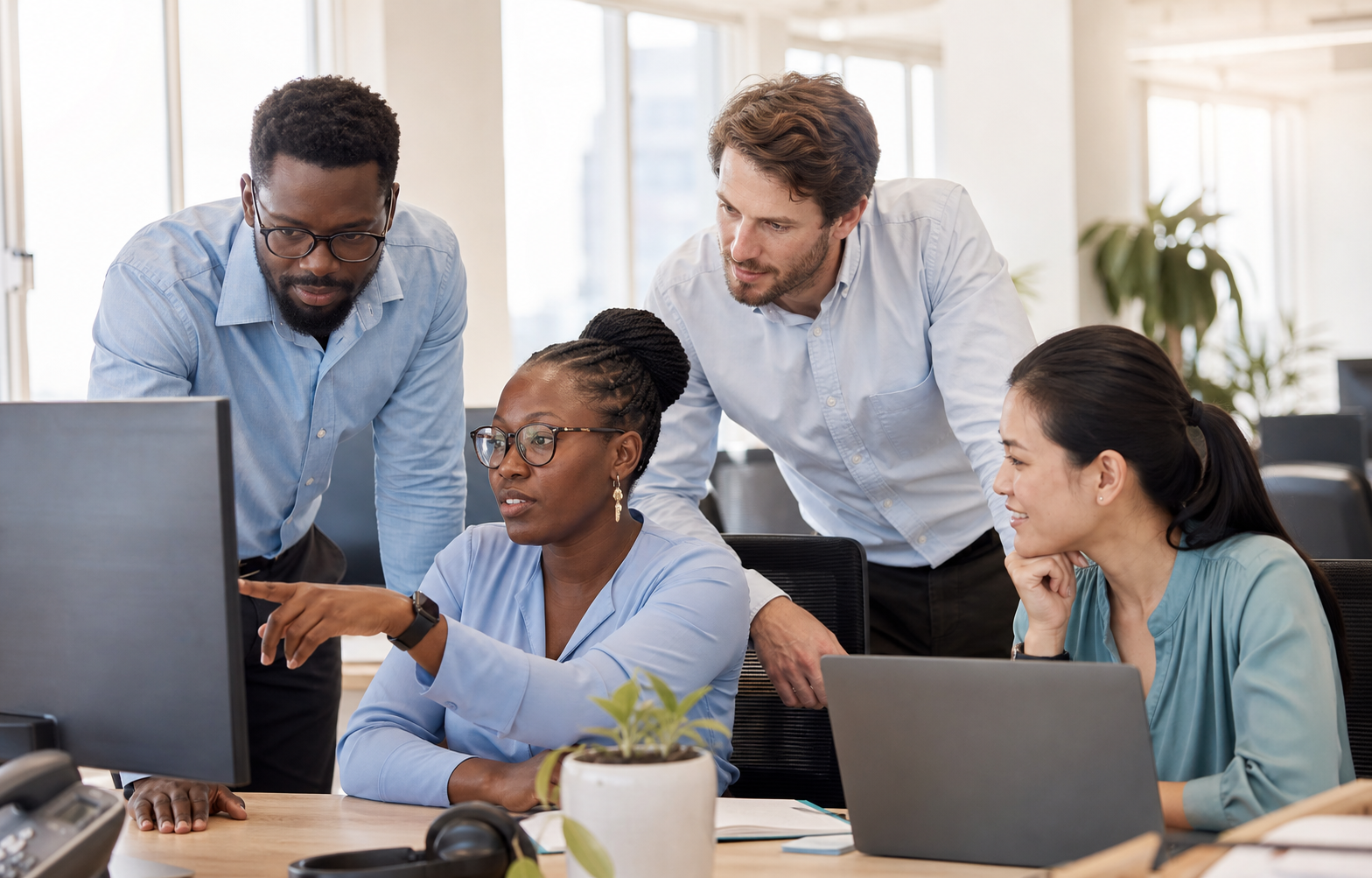 uComputing customer support professionals helping clients